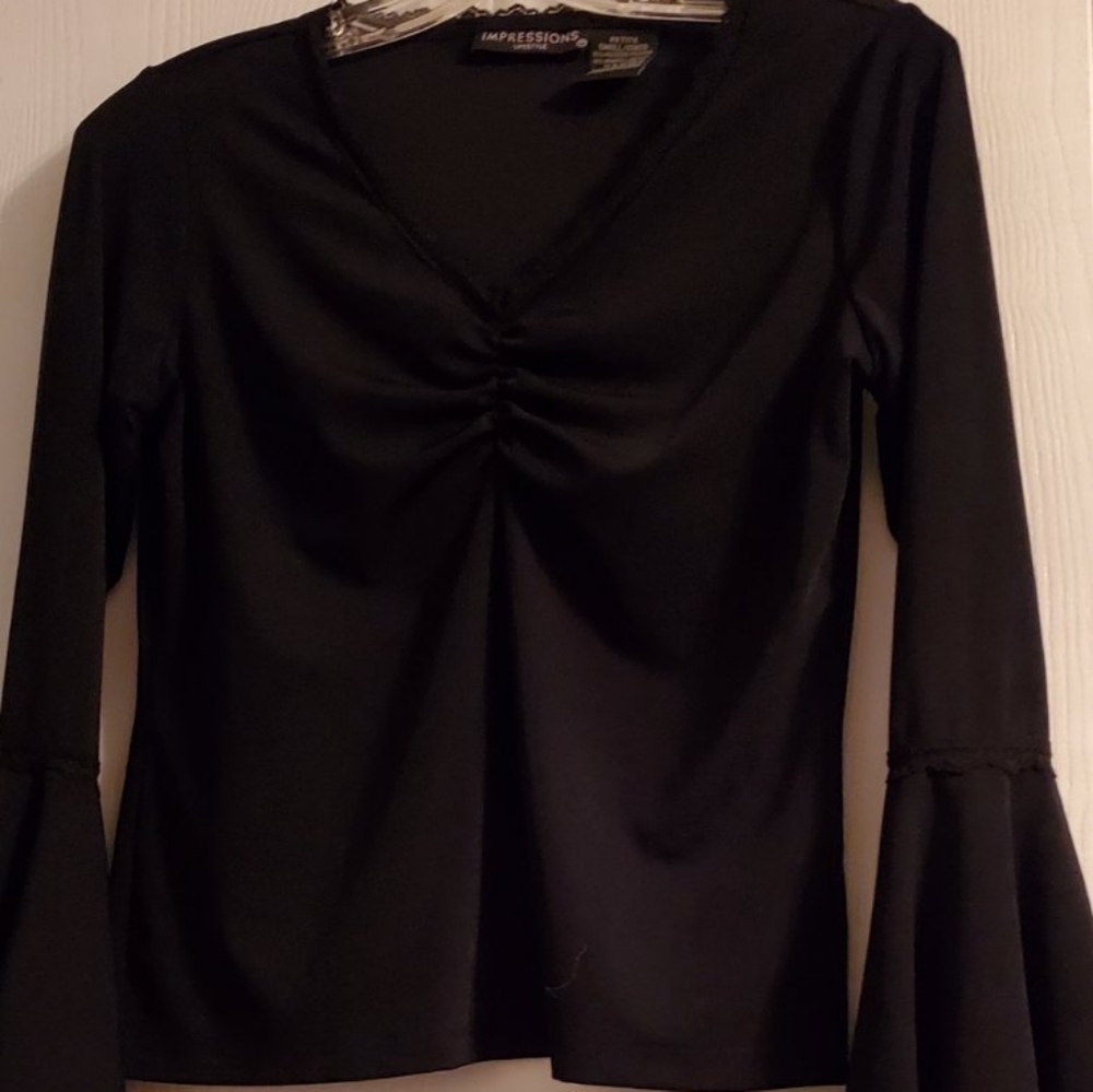 Navy blue ruched blouse